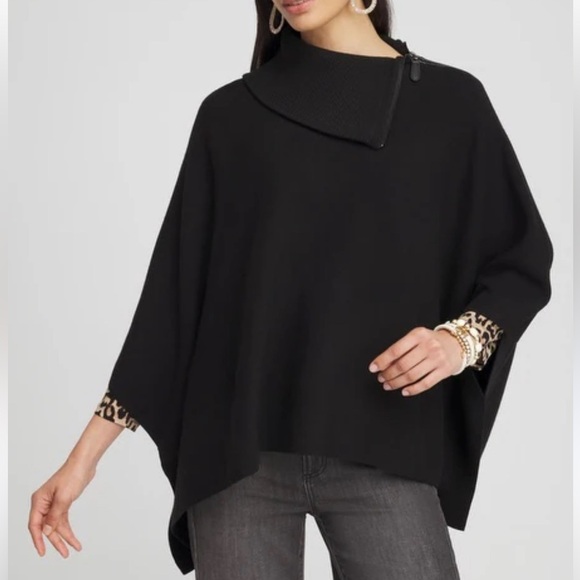 CHICO’S Side Split Cowl Neck Tunic Black L/XL - Picture 1 of 10